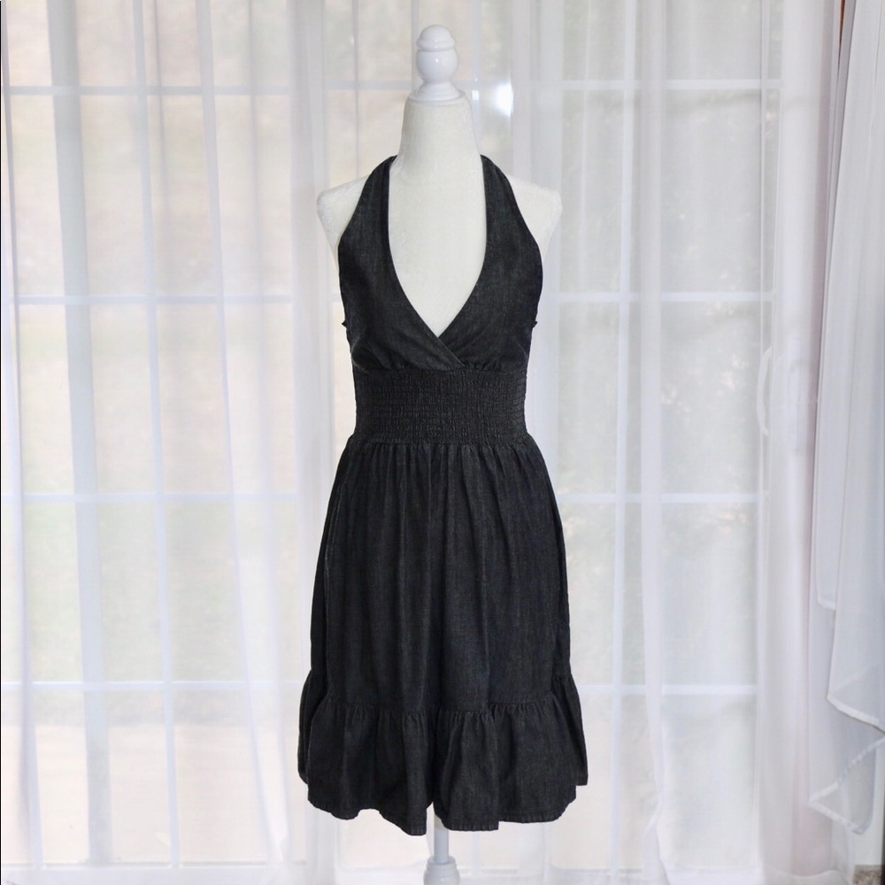 Denim ruffled hem sundress